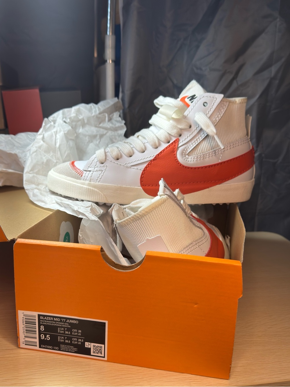 Nike Blazer Mid '77 Jumbo White Mantra Orange DH7690-100 Mens 8 / Women’s 9.5